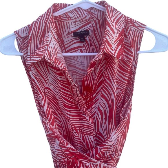 Talbots Orange and White Palm Dress Size 8P - Picture 2 of 10